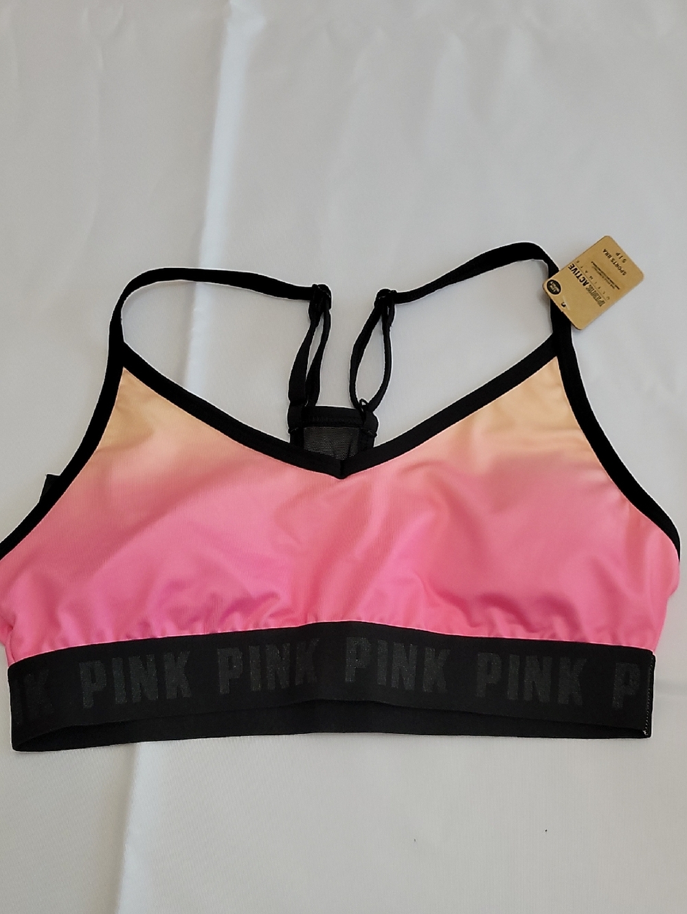PINK Victoria's Secret Ombre Strappy Sports Bralette - Pink and Peach